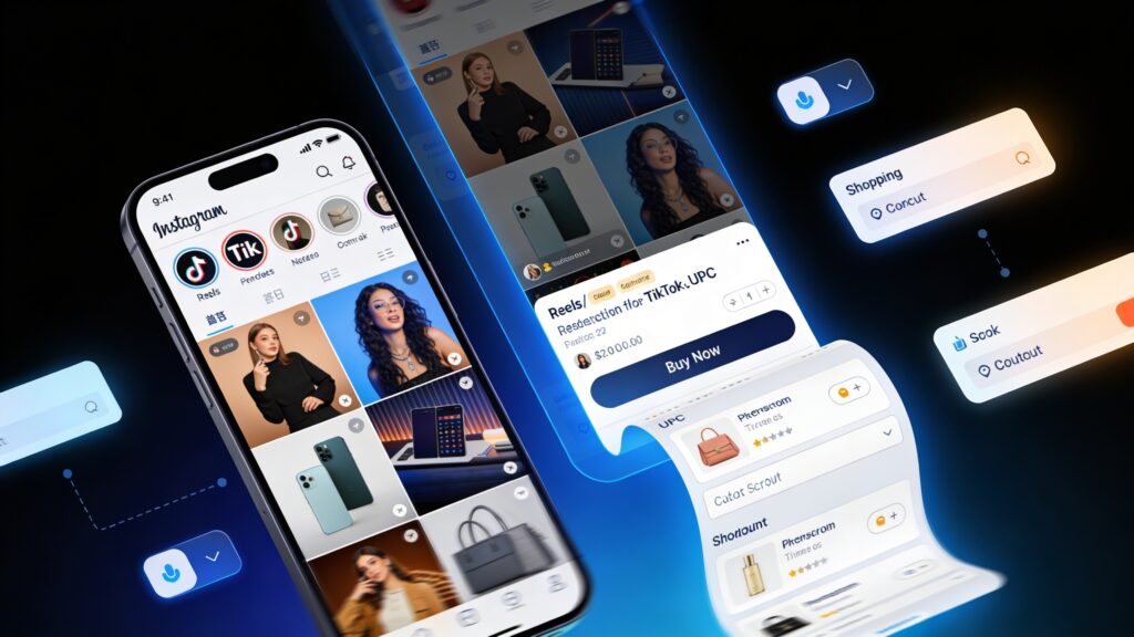 D2C social media content transforming into social commerce experience in USA 2026 with influencer marketing, shoppable posts and seamless checkout journey